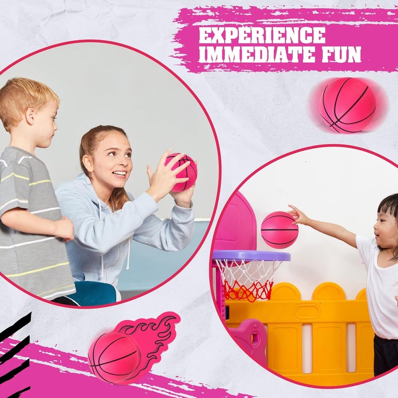 MiniInflat 3 Pcs 4'' Mini Foam Basketballs Girls Pink Squeeze Stress Ball Safe Soft Replacement Pool Basketball for Beach Indoor Hoop Kids Quiet Bouncy Basketball Party Sport Game - Image 5